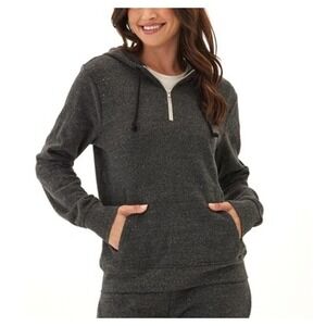 Threads 4 Thought Dark‎ Gray Sinead Triblend Fleece 1/4 Zip Hoodie NWT Size S